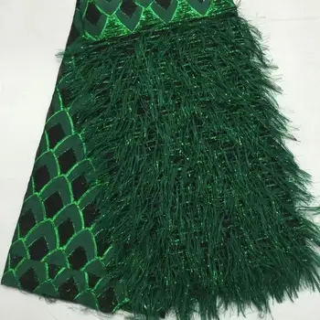 

5 yards tasselled soft African velvet lace fabric with sequins shiny Nigerian Ghana occasional wear FFD128