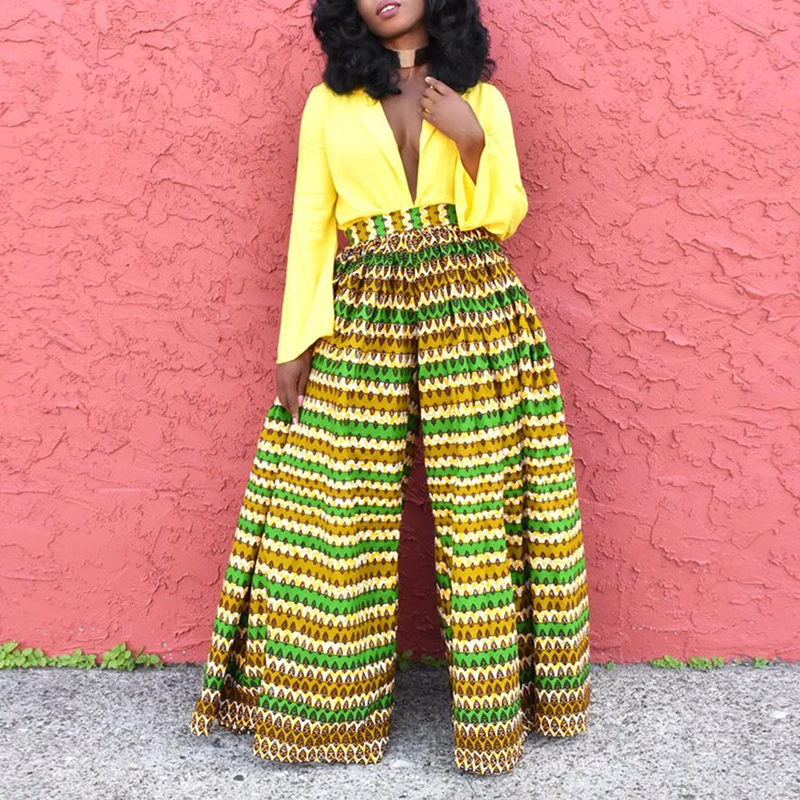 Women's pants Loose High Waist Wide Leg Pants Digital Printed Beach Casual harem Pants
