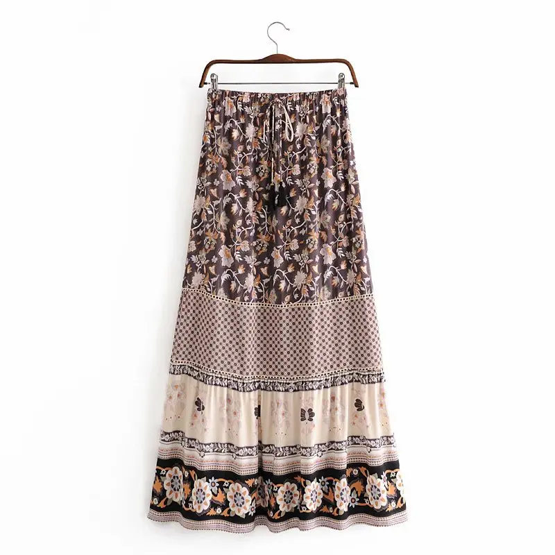 2020 Autumn Womens New 2 Piece Set Dress Lacing Up Fashion Long Cotton Dress Long Sleeve Floral Tassel Classic Midi Dress Mujer