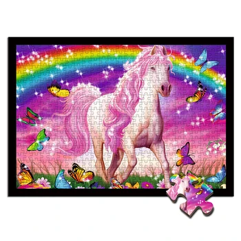 

Wooden Puzzle 1000/500/300 Pieces Adult Decompression Large Girl Children 's Educational Toy Unicorn Dragon Horse