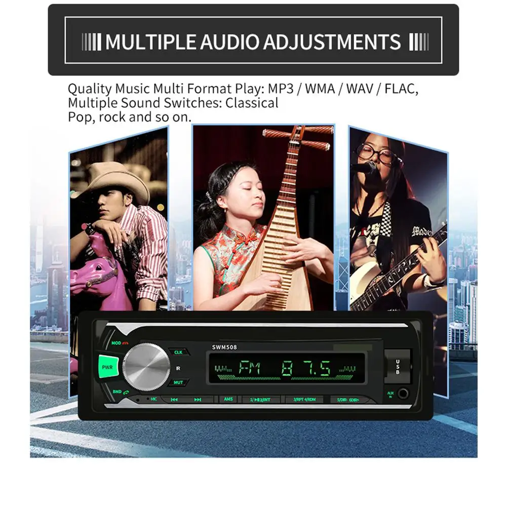 Dragonpad 12V автомобильный MP3-плеер Bluetooth Hand-free FM радио вставная карта u-диск аудио контроль модификация