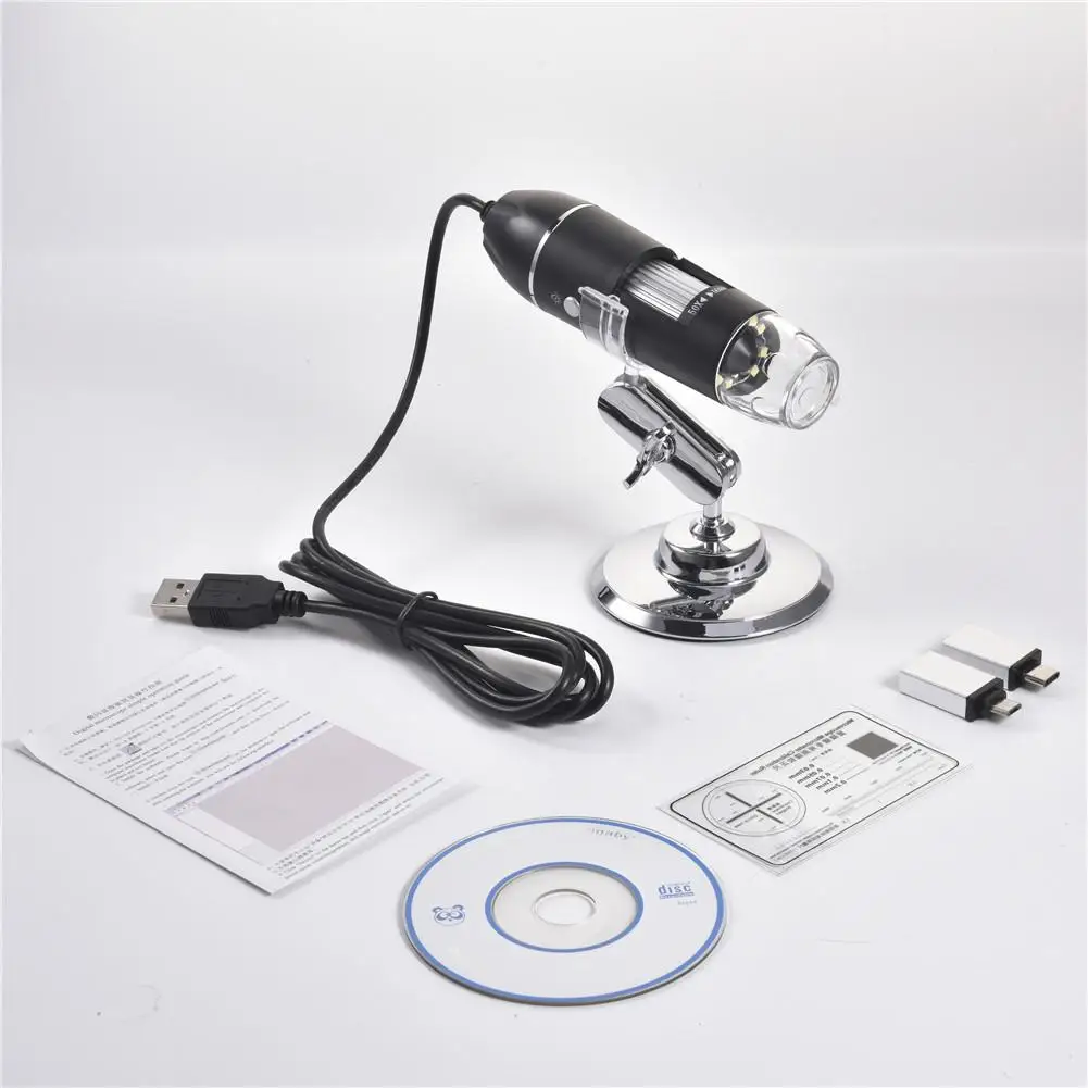 Preparation 3 In 1 Digital USB Microscope 1600X Portable Two Adapters Support Windows Android Phones Magnifier Microscopio