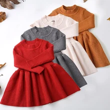 Г. Зимнее модное рождественское платье для новорожденных маленьких девочек клетчатое платье-свитер с длинными рукавами для девочек, платье для девочки дня рождения детское платье одежда от 3 до 24 месяцев