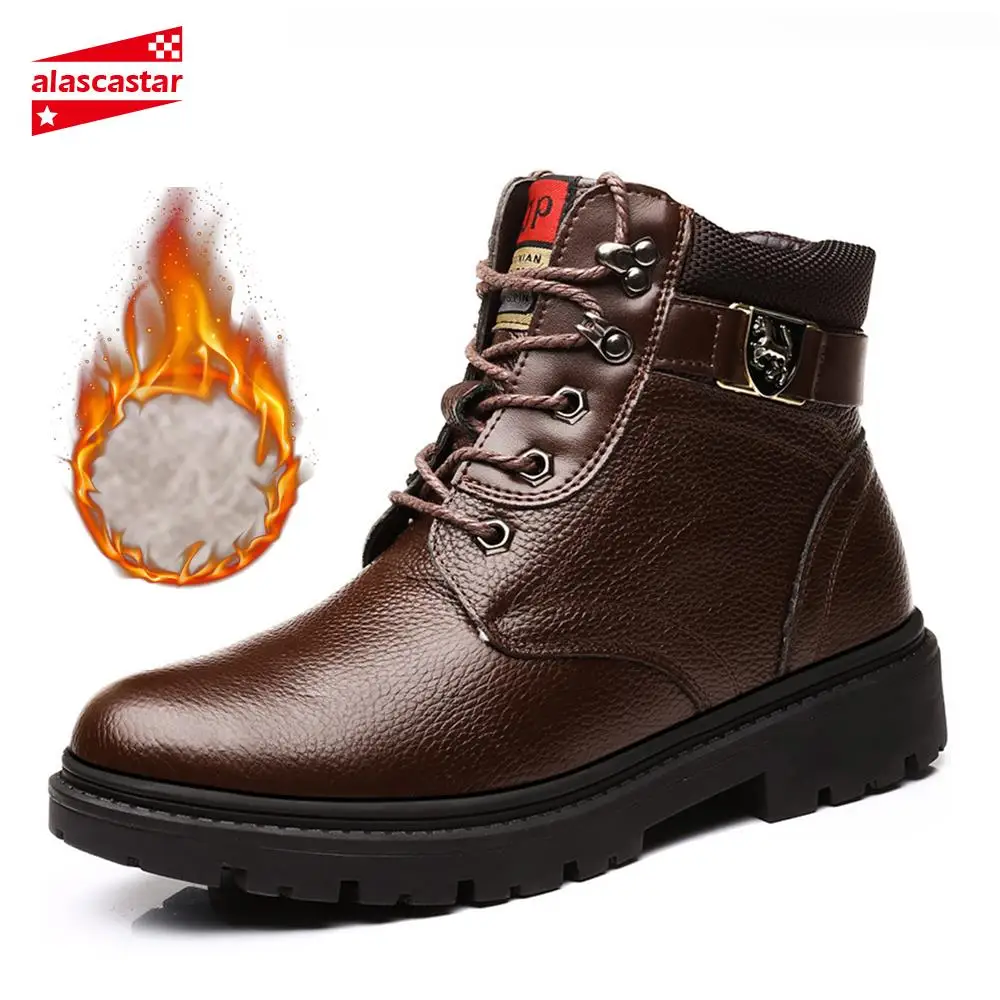 

New Motorcycle Boots Thermal Fleece Liner Warm Motorbike Riding Boots Autumn Winter Leather Plush Fur Warm Men Motorcycle Boot