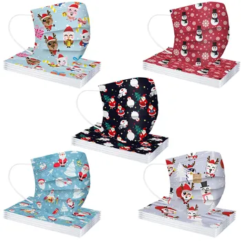 

Adult Santa Claus Printed Mask Masque Mondmasker Disposable Christmas Face Mask Industrials 3ply Ear Loop Mouth Masks Mascarilla