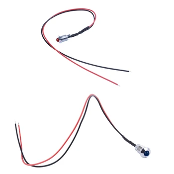 

2 Pcs 8Mm 24V Car LED Dash Panel Pilot Warning Light Indicator Lamp, Red Light & Blue Light