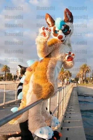 Костюм-талисман для косплея унисекс Хаски собака меховая одежда рекламный