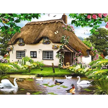 

5D DIY Diamond Painting Country site house Full Diamond Embroidery Mosaic Picture of Rhinestones Home Decor Handmade Gift