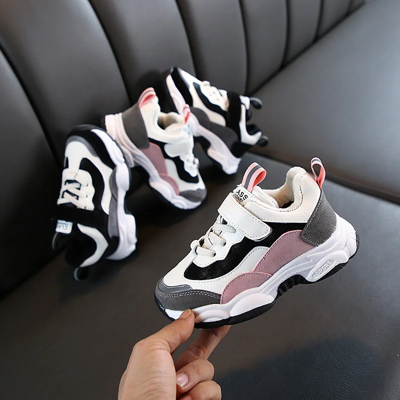 

Girls plus Velvet Athletic Shoes 2019 Winter New Style Korean-style Children Fashion Warm Dad Shoes BOY'S Casual Shoe