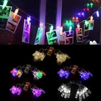 

LED Clips String 1M Light White LED Clips Light 10 Photo Multicolor Lamp Decor Pegs Hanging Card Picture Gifts Bright Indoor