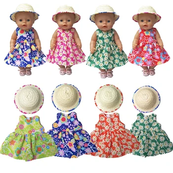 

43 cm New Born Baby Doll Flower Dress Hat for 17 Inch Girl Doll Clothes Accessories Toys Wear