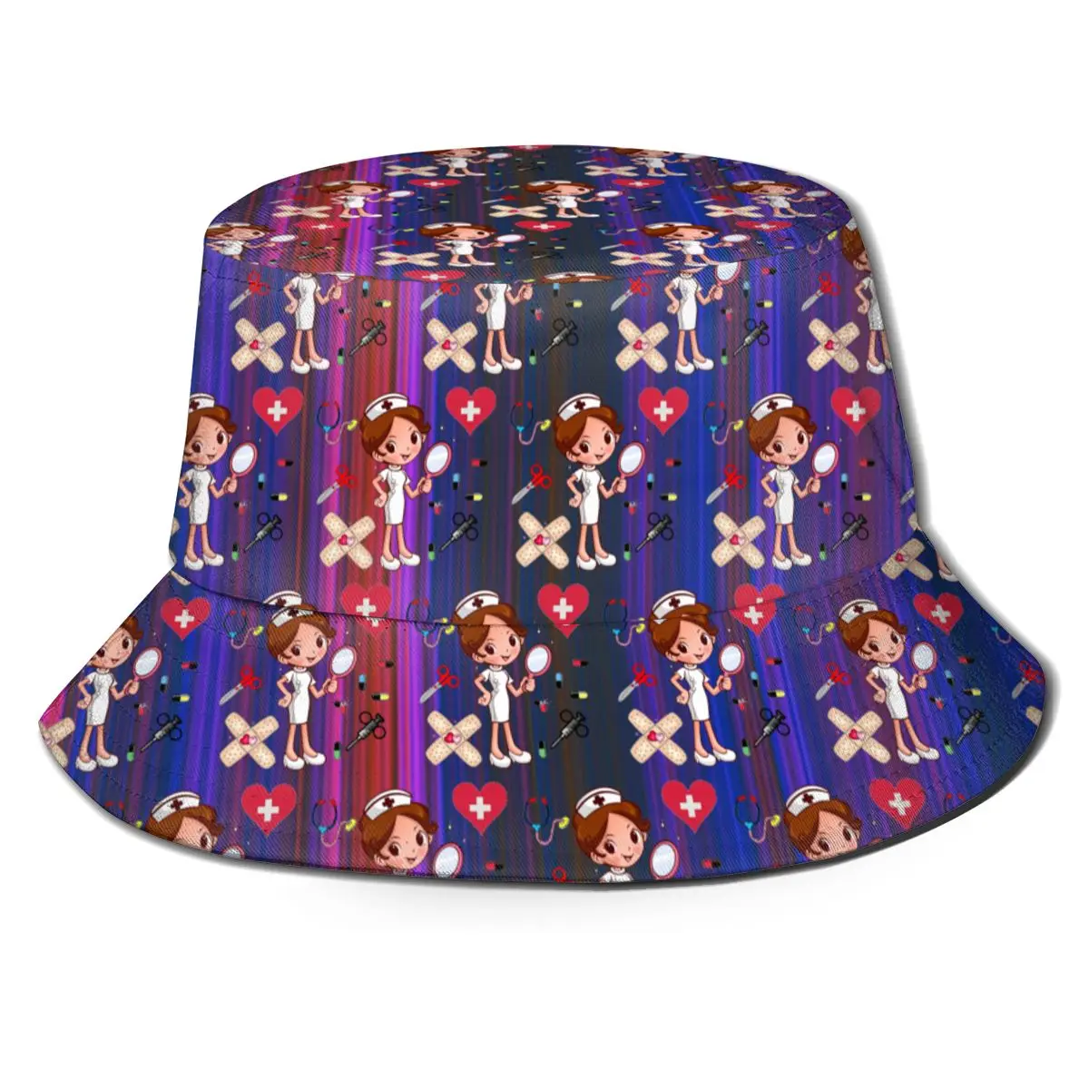 

NOISYDESIGNS Nurse Doctor Pattern Fisherman's Hat Ladies Outdoor Sun Hat Gradient Color Fashion All-around Bucket Hat Custom