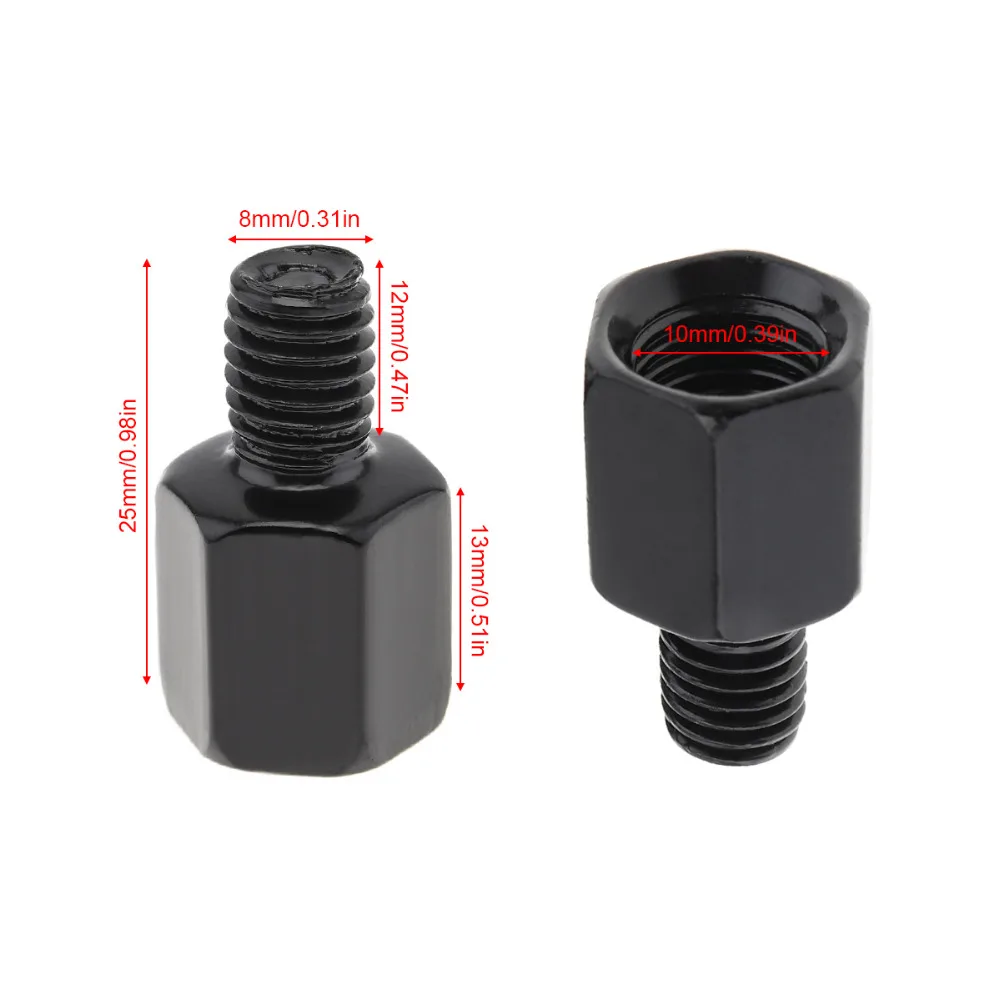 2pcs Motorcycle Mirror Screw Adapter M10 M8 8mm 10mm Right Left Hand Thread Conversion Motorbike Rear Mirror Bolt Screw foot rests