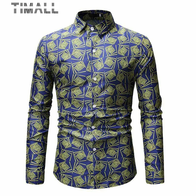 

TIMALLNew Men's Fashion Men Long-sleeved Shirt Shirt Printing