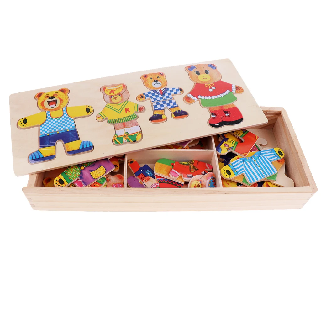 Kids Toddler Bear Animals Jigsaw Puzzle Baby Developmental Wooden Game Toy