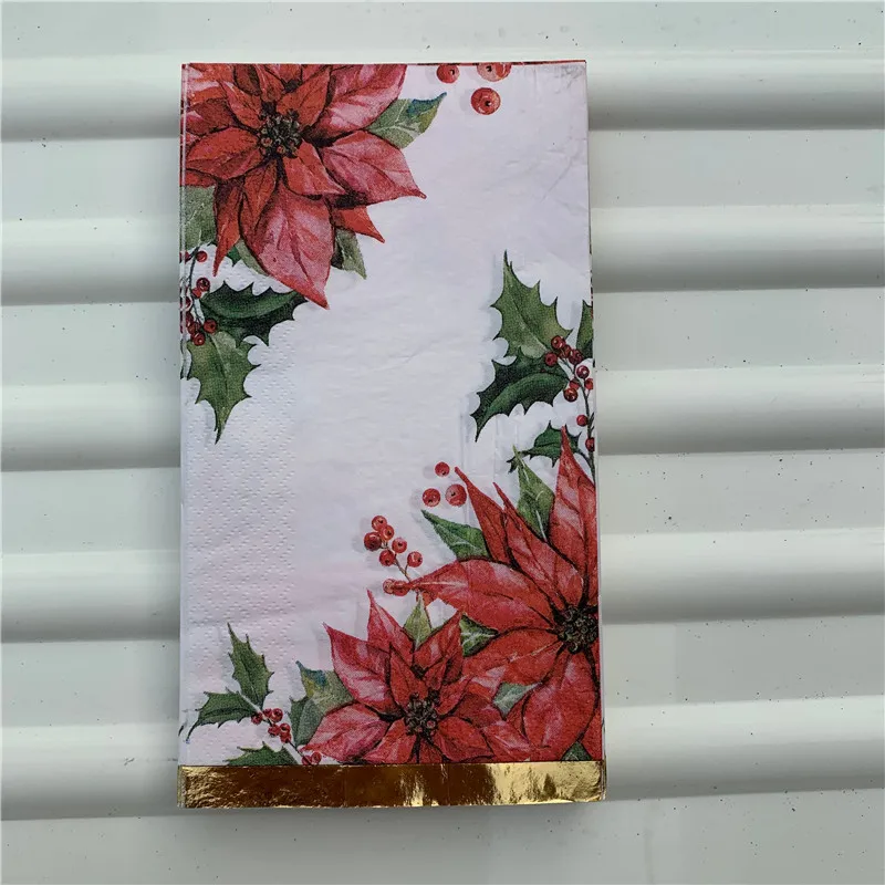 15 decoupage wedding vintage napkins paper elegant tissue red flower fruit golden craft birthday party serviettes decor 33*40cm