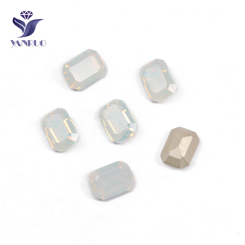 White Opal Yanruo 4610 восьмиугольник Высокое качество Необычные алмазные стеклянные кристаллы стразы камни Швейные бусины Золотой коготь для одежды аксессуары - Цвет: White Opal