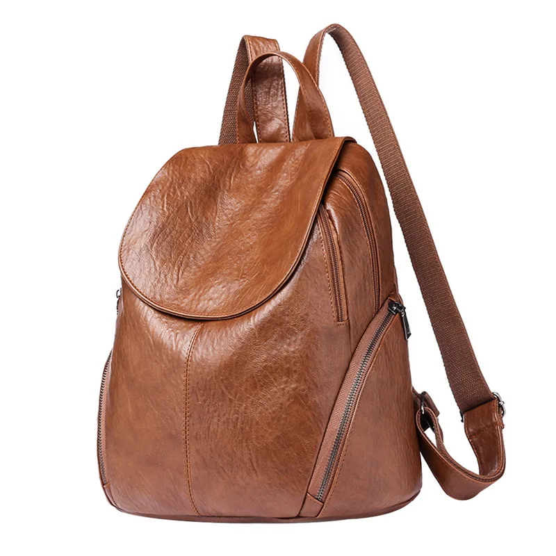 Новинка, женский рюкзак для девочек, рюкзак с защитой от кражи, Модный женский простой Одноцветный школьный рюкзак для девочек, повседневные дорожные сумки - Цвет: brown(style5)