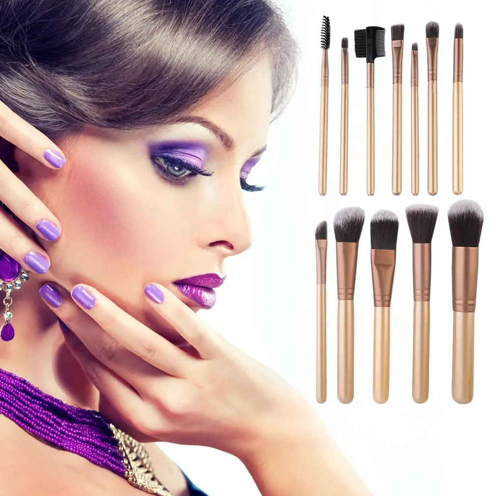

Professional 12 Pcs Makeup Cosmetic Blush Brush Eyebrow Foundation Powder Brushes Set For Face Make Up Beauty Essentials Hot
