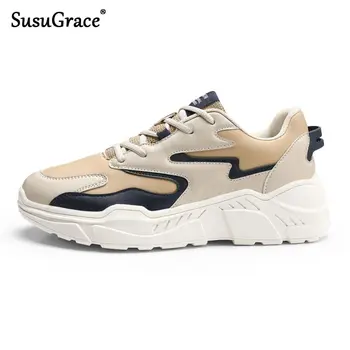 

SusuGrace 2020 Men's Running Shoes Spring Summer Male's Flats Breathable Sneakers Fashiom Light Soft Black White Walking Shoes