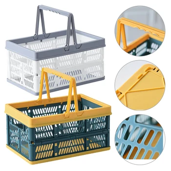 

Collapsible Plastic Storage Crate Folding Kitchen Excellent Sundries Basket Weaving Office Multifunctional