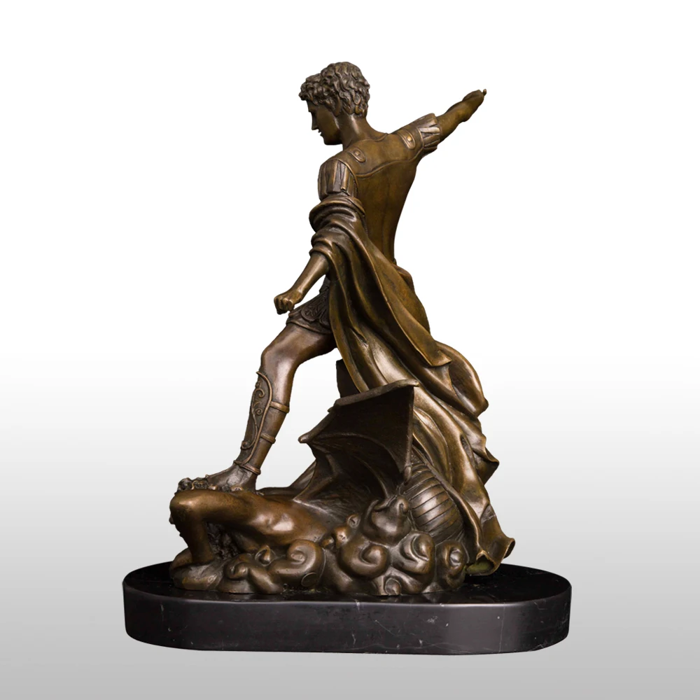 ATLIE BRONZES Классическая статуя Святого Майкла Архангела с палкой бронзовая римско-католическая скульптура ангела Мигеля украшение