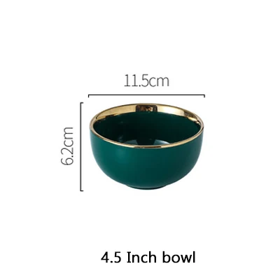 C.4.5 Inch bowl Зеленая керамическая золотая инкрустационная тарелка для стейка, тарелка для еды в скандинавском стиле, посуда, миска для десерта, блюдо, обеденное блюдо, набор посуды - Цвет: C.4.5 Inch bowl