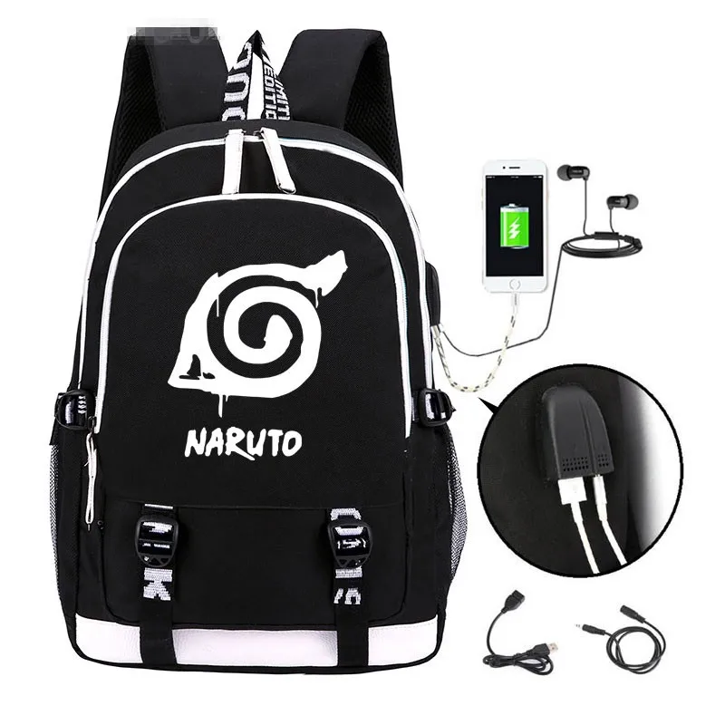 Наруто рюкзак Uzumaki Наруто Модный usb ноутбук школьная сумка для девочек мальчиков подростков детская классная mochila feminina