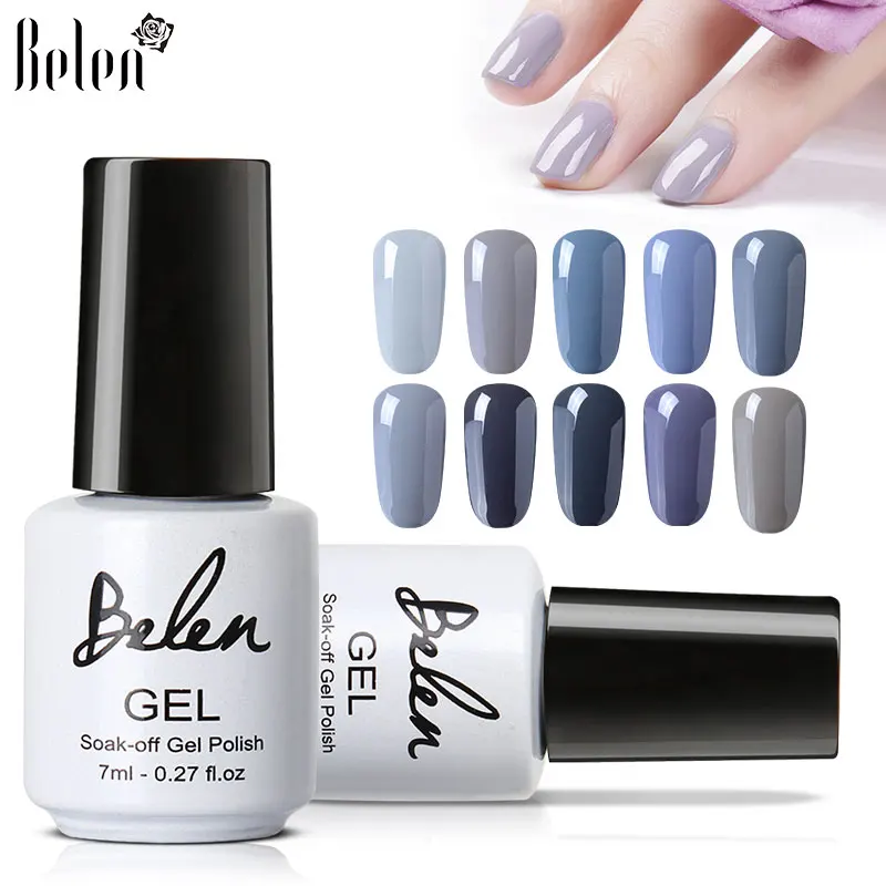 

Belen 7ML Grey Nail Polishes Soak Off Gel Long Lasting UV Gel Colorful nail polish gel Nair Art 12 Pure Colors