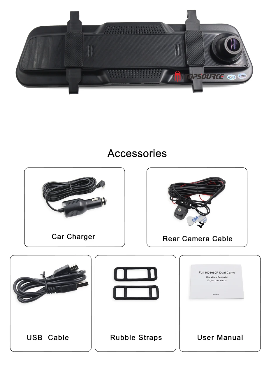 TOPSOURCE Android зеркало 4G DVR ADAS Автомобильная камера 1" авто зеркало заднего вида 1080P WiFi gps видеорегистратор регистратор видео рекордер