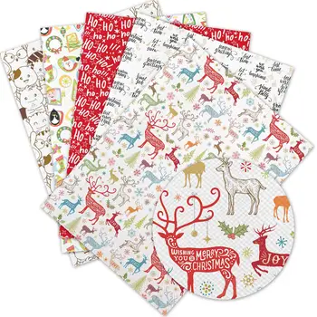 

Diy accessories 30*136cm Christmas Santa Claus Printed Faux Synthetic Leather Sheets for Bow,DIY handmade Materials L7