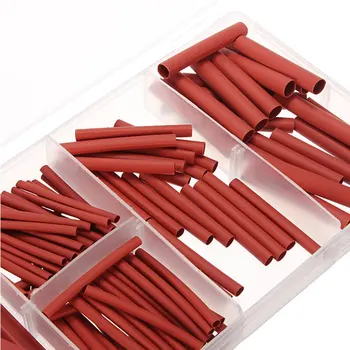 

127Pcs Heat Shrink Wire Tube Wrap Electrical Connection Cable Sleeve With Box Red 7Sizes Insulate Polyolefin Tubing Power Tool