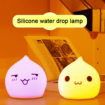 

Water Drop Shape Children Baby Nursery Battery Powered Home Decor Modern Cute For Kids Portable Silicone LED Night Light Bedroom