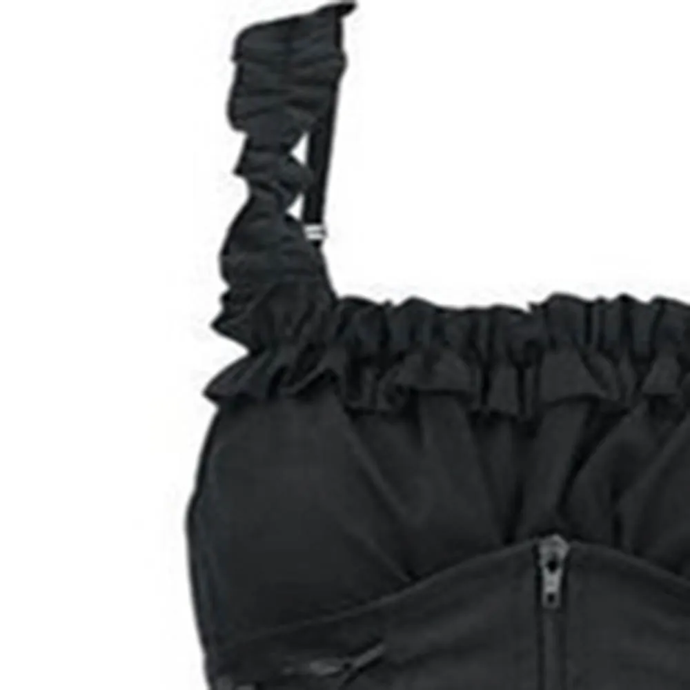 Rosetic Women Dresses Gothic Strappy Tunic Dress Sexy Lace Up Female Bandage Irregular Hem Dress Women Punk Party Club Wear