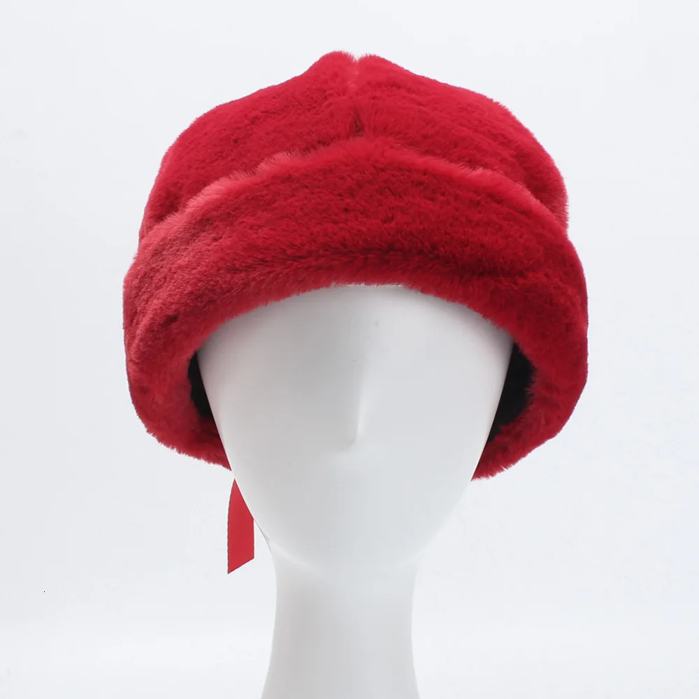 red Женские береты-кепки, берет Homme, модные новые женские кроличьи волосы, керлинг, однотонный берет, шапка, зимняя, все совпадающая теплая шапка - Цвет: red