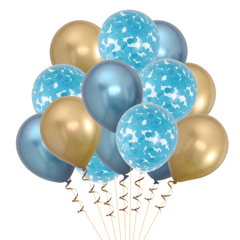 15 шт Металлические цвета латексные воздушные шары с конфетти надувные для дня рождения воздушные шары Свадебные украшения гелиевые шары - Цвет: Многоцветный