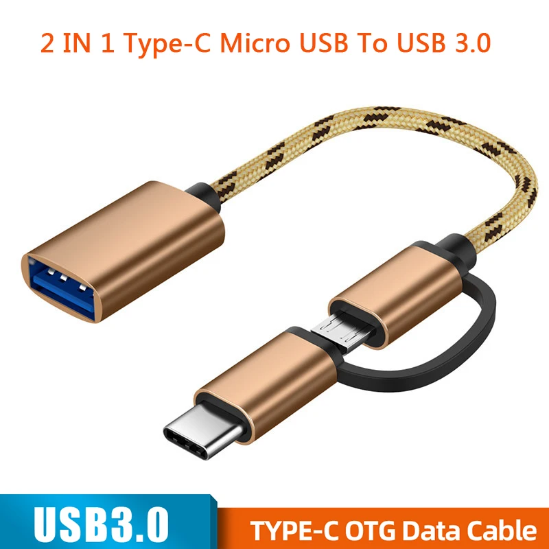 2 в 1 OTG Type C Micro Usb к USB 3 0 адаптер передачи данных зарядный кабель для Samsung Xiaomi