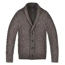 BOTVELA, вязаный мужской кардиган, Осень-зима, шерстяное пальто с шалевым воротником, v-образный вырез, 203