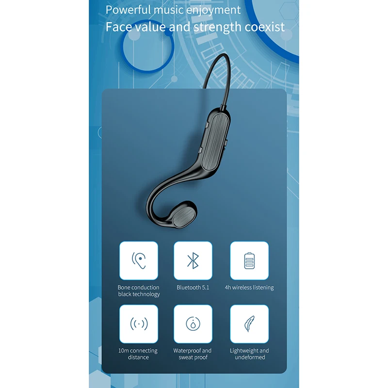 G200 Neck Wearing Wireless Sports Headphones Wireless Bone Conduction Earphones Bluetooth 5 1 Subwoofer Surround Sound