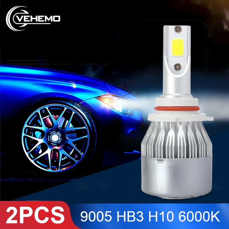 2PCS C6 HB3 9005 H10 LED Bulbs Car Lights 6000K White Replacement For Driving Lamp Automotive 4000LM 12V COB Chip LED Car Bulb