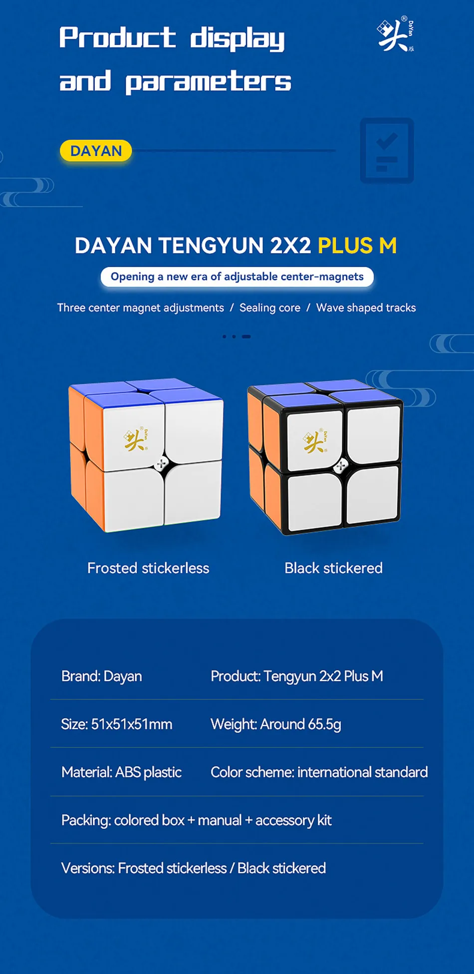 Dayan TengYun 2x2 PLUS V2 M Magnetic Magic Cube Professional Teng Yun Plus 2x2x2 cubo magico Puzzle Toy Educational Cubes 6