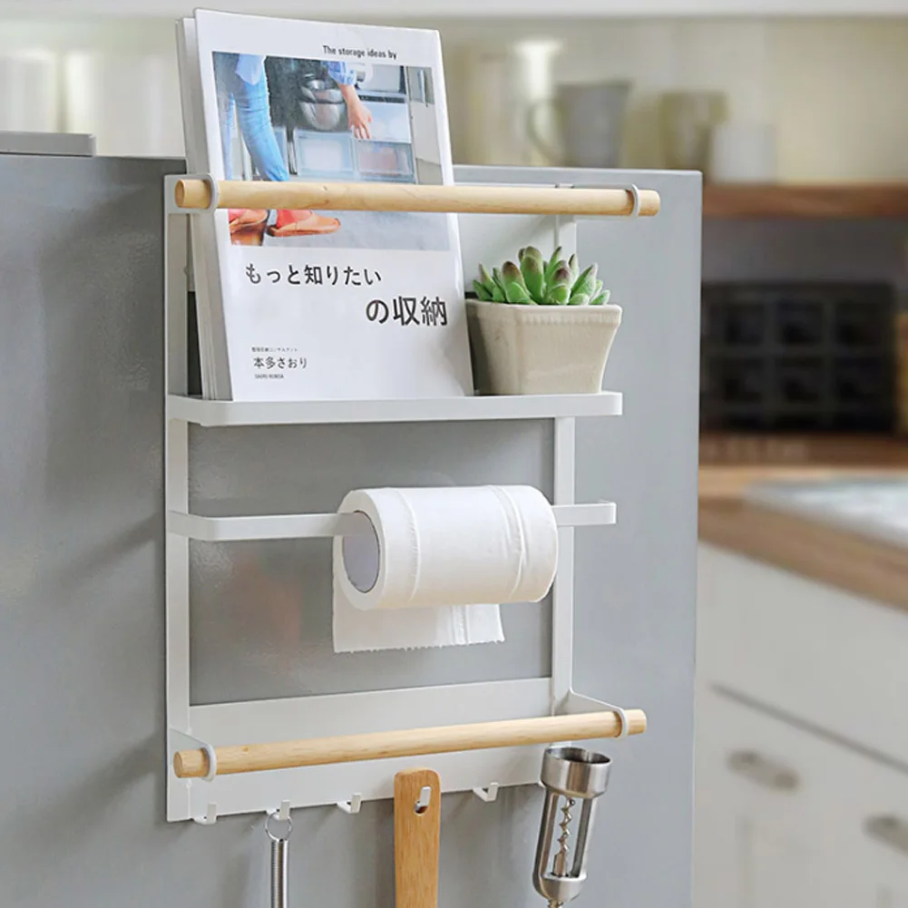 High Metal Kitchen Rack Magnetic Fridge Organizer Spice Paper Towel Roll Holder Storage Shelf LG66 | Дом и сад