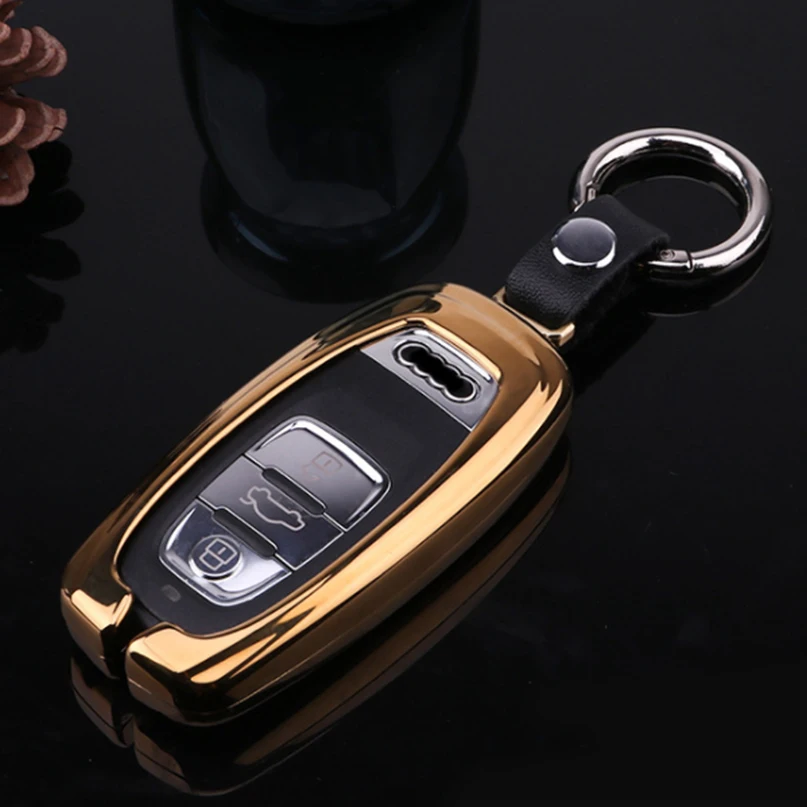 A02-Gold Новые сделанные из цинкового сплава автомобиля дистанционного ключа сумка для ключей чехол металлический корпус цепи для Audi - Название цвета: A02-Gold