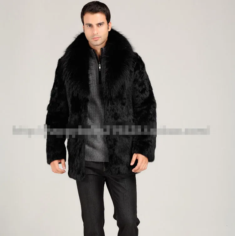 Jaqueta De Couro Masculina Winter Mens Faux Mink Fur Outwear Business Fox Fur Neck Plus Size Long Leather Jacket XXXL X641