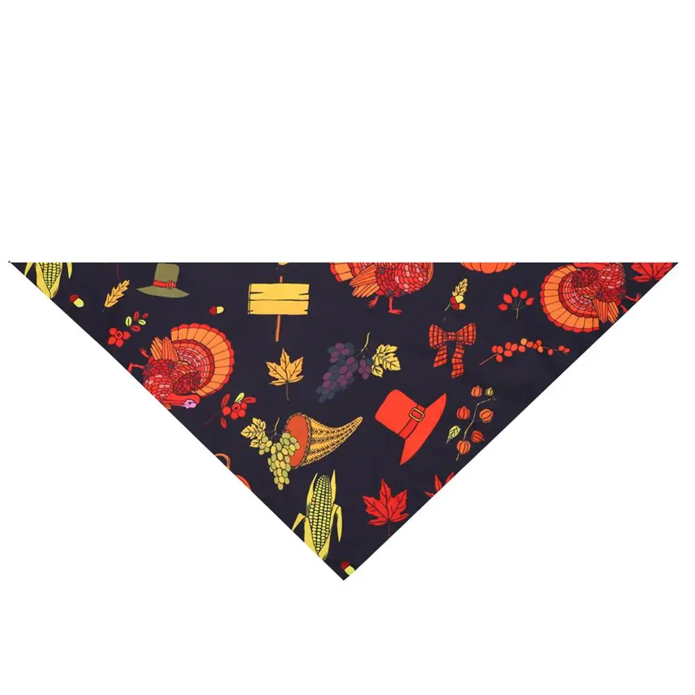 Fashion Thanksgiving Dog Bandana Cotton Scarf Bib Grooming Accessories Triangular Bandage Collar for Small Medium Large Pet