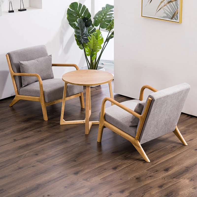 Solid wood Fabric Sofa Café Sofa household leisure sofa rocking chair small family modern simple living room apartment