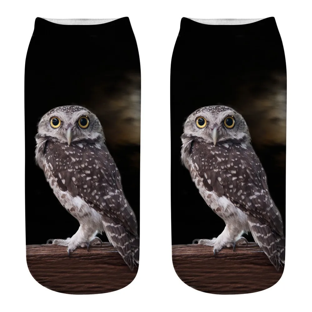 Новые стильные милые повседневные деловые хлопковые носки с рисунком совы, средние спортивные носки с 3D принтом, A23