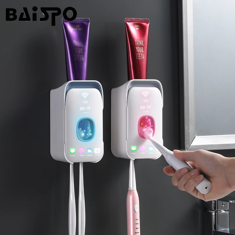 Dispenser Toothbrush-Holder Bathroom-Accessories Automatic Wall-Mounted Plastic BAISPO