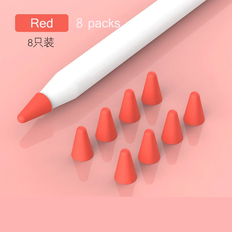 8 шт силиконовый сменный наконечник, чехол, защитный чехол для Apple Pencil, 1-й 2-й сенсорный стилус, чехол, черный, красный - Цвета: Red
