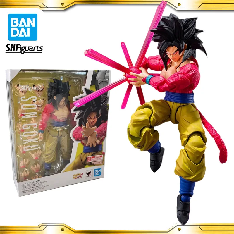 

In stock Original BANDAI SHF Dragon Ball GT Super Saiyan 4 Son Goku Kamihamiha Action Figure Anime Collectible Model Dolls Gift